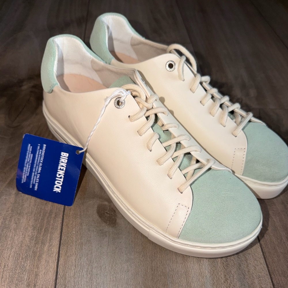 Birkenstock Bend Low Leather & Suede Sneakers - Matcha/Eggshell - Size 9 - Picture 2 of 12